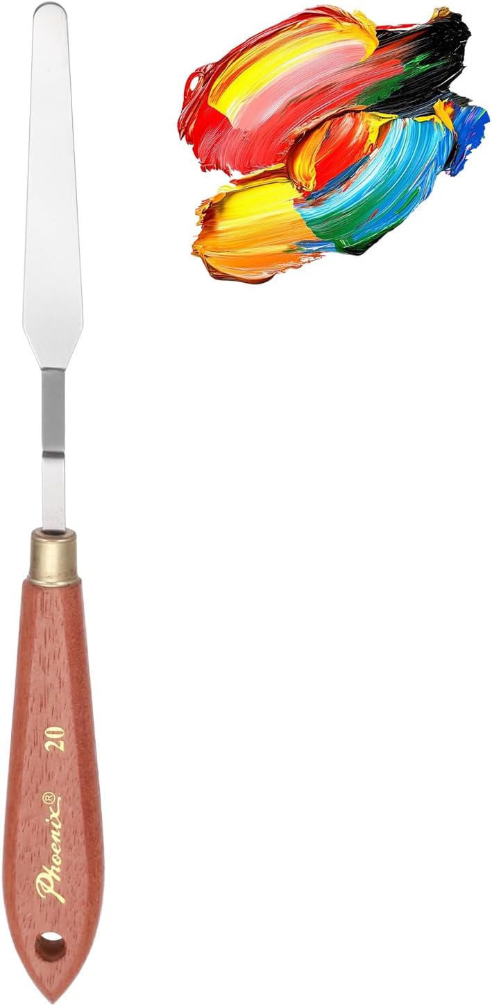 MECCANIXITY Pack of 1 Palette Knife No.20, 7.5" Long Palette Knives with Stainless Steel Flexible Spatula Pallet Knife and Wood Handle for Scraping, Mixing, Oil Acrylic Painting Canvas