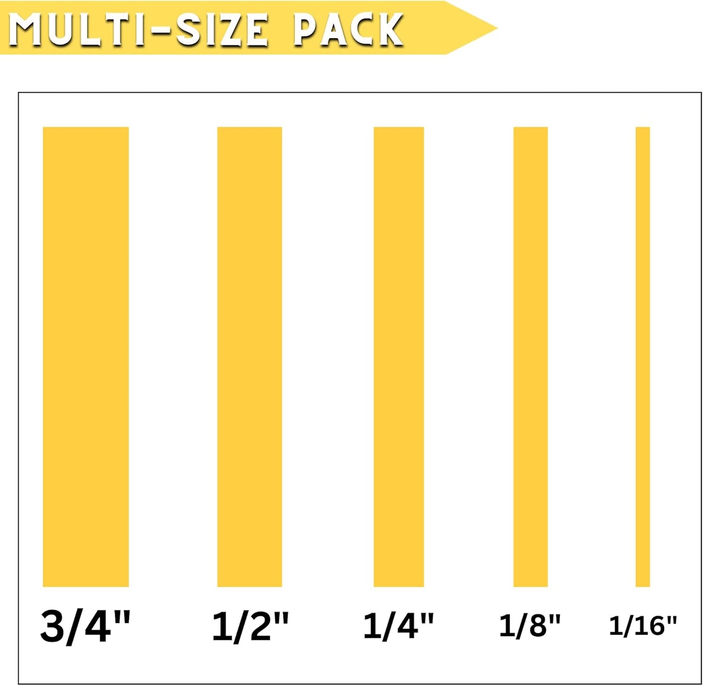 5 Rolls Pinstripe Tape - Masking Tape 1/16", 1/8", 1/4", 1/2", 3/4" - Thin Painters Masking Automotive Tape for DIY, Car, Auto, Paint, Art, Tumblers (Yellow)