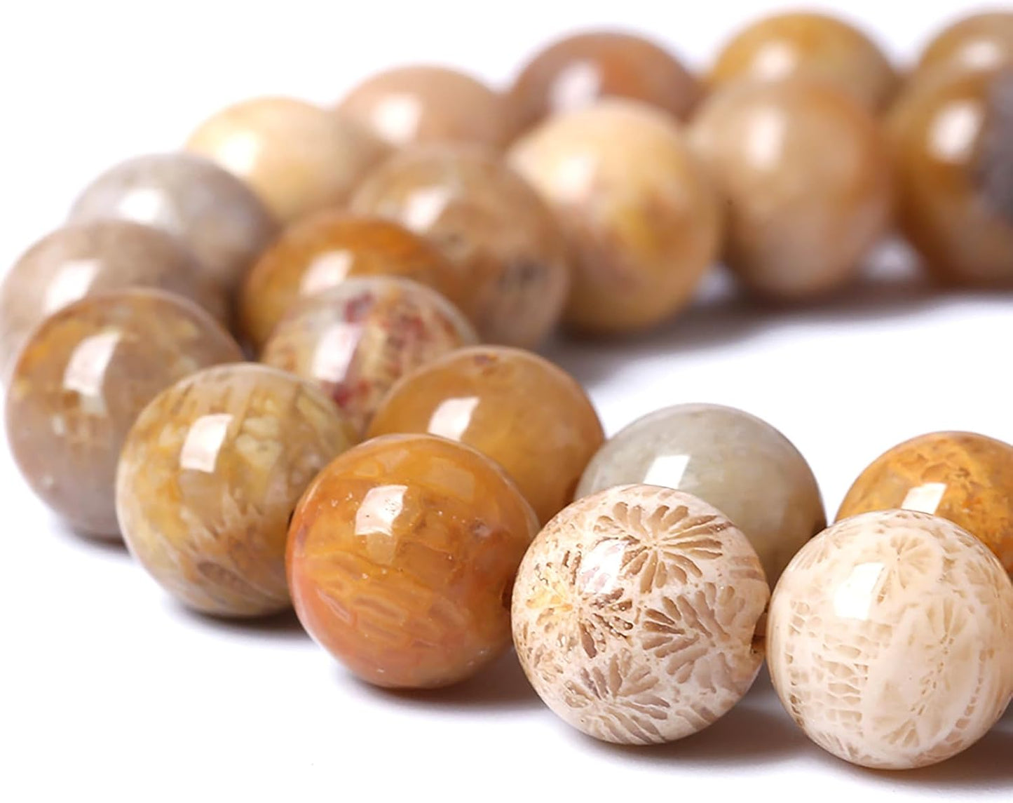 10MM Coral Jade Stone Beads Chrysanthemum Gemstone Round Crystal Energy Jade Beads for Jewelry and Bracelets Making 72pcs 2 Strands 32"