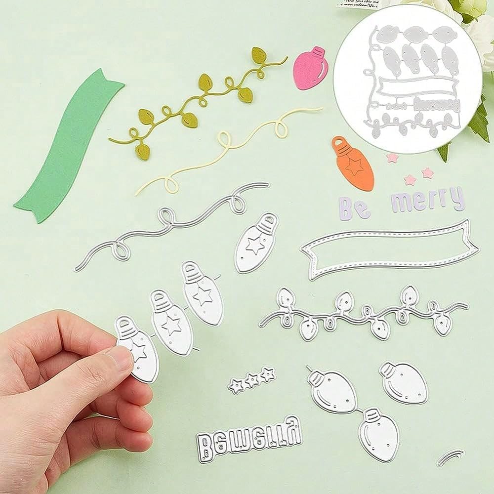 Festivals Metal Cutting Die for Scrapbooking, Christmas Cut Stencils for DIY Scrapbook Photo Album Decorative Paper Card, Card Making Supplies, Embossing (Light Bulb 4.7 x 4 in)