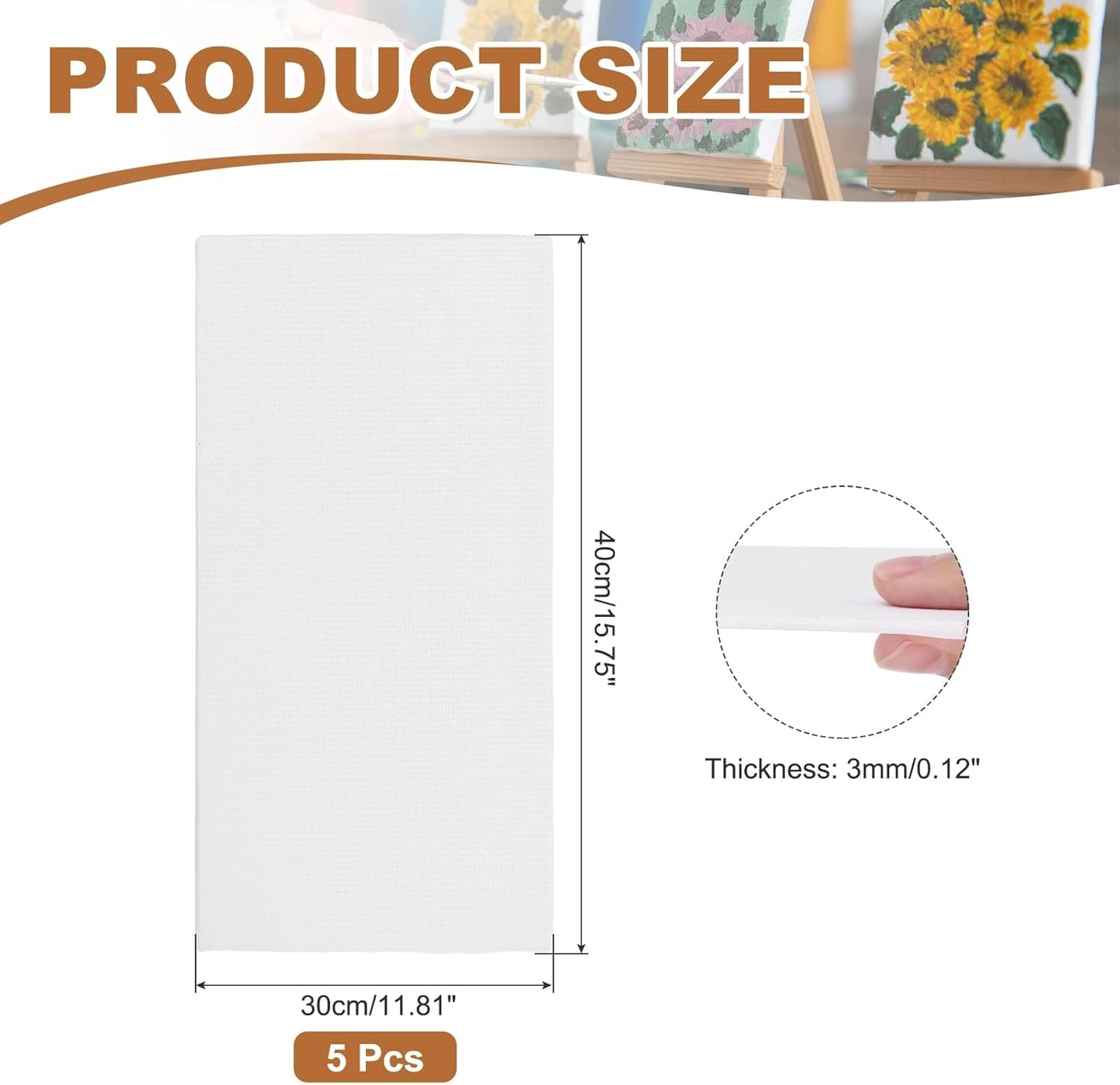 MECCANIXITY Canvas Boards for Painting, 8x16 Cotton Blank Primed Art Canvas Panels Acid-Free for Painting Supplies Oil Acrylic Tempera Watercolor Pouring Paint Artists(White, Pack of 5)