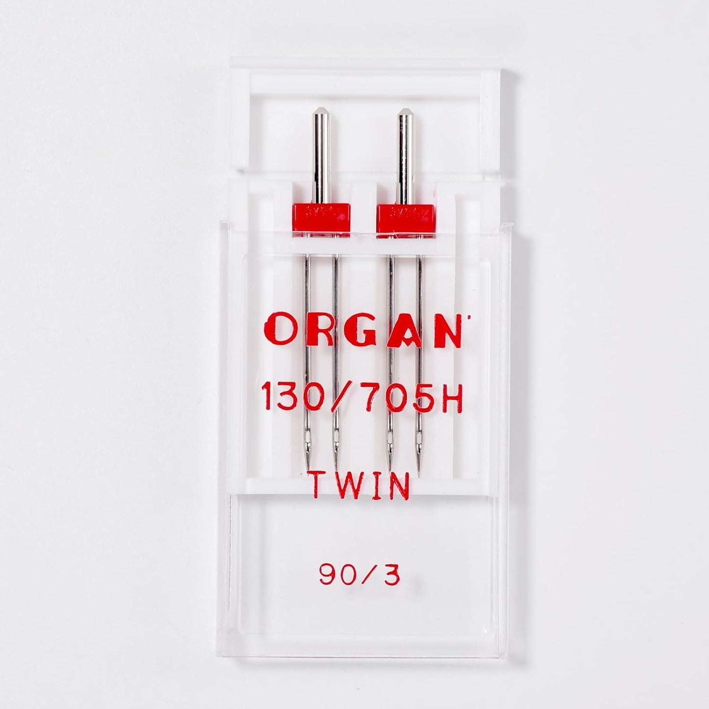 Organ Twin Sewing Machine Needles (Double Needle) Size 90/14 3.0mm, for Medium-Heavy Fabrics, Topstitching, Hems, Compatible with Singer, Brother, Janome Home Machines
