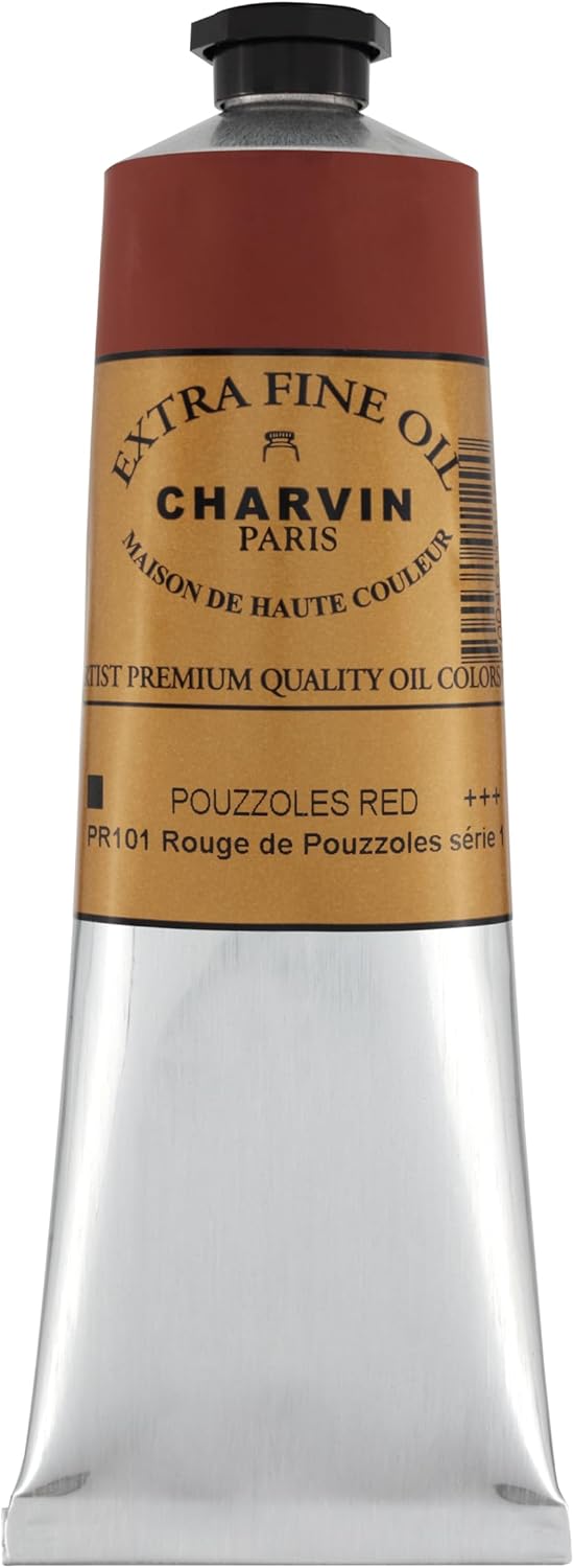 Charvin Extra Fine Oil Paint, Pouzzoles Red 150 ml - Triple-Milled, Rich Texture, Poppy Oil-Based, Light-Fast, Handmade, Archival Quality