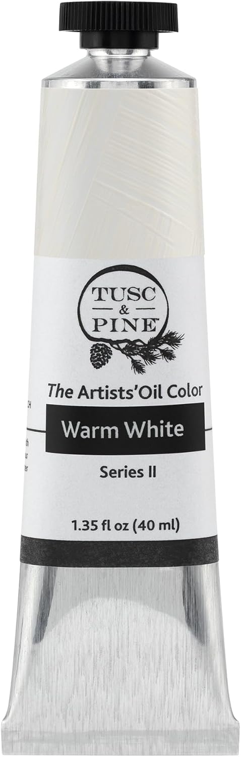 Tusc & Pine Artist Oil Paint - Warm White, 40 ml, Non-Yellowing, Rich & Creamy Consistency, Maximum Pigment Load, Small Batch Milled Oil Paints Made in the USA for Professional Artists