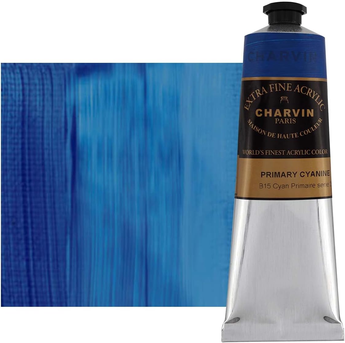 Charvin Extra Fine Professional Acrylic Paint - Primary Cyan, 150ml Tube, Triple-Milled, Lightfast Pigments, Open Stock Artist Acrylic Paints in Nature-Inspired Hues