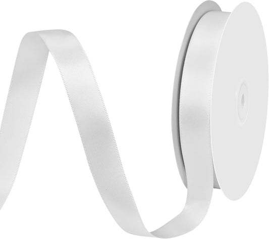 White Satin Ribbon 3/4 Inch X 50 Yards Solid Color Double Faced Ribbons Perfect for Crafts Wedding Decor Bow Making Arts Sewing and More
