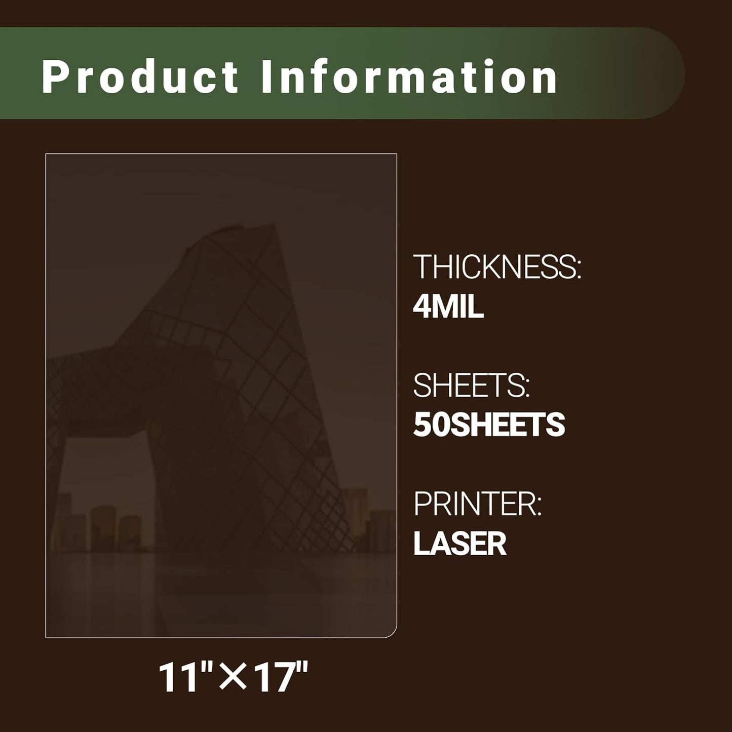 11x17 Laser Transparency Film,50 Sheets Overhead Projector Film for Laser Jet Printer,Acetate Sheets Color Transparent Paper for OHP Copier Photo Transparent Film