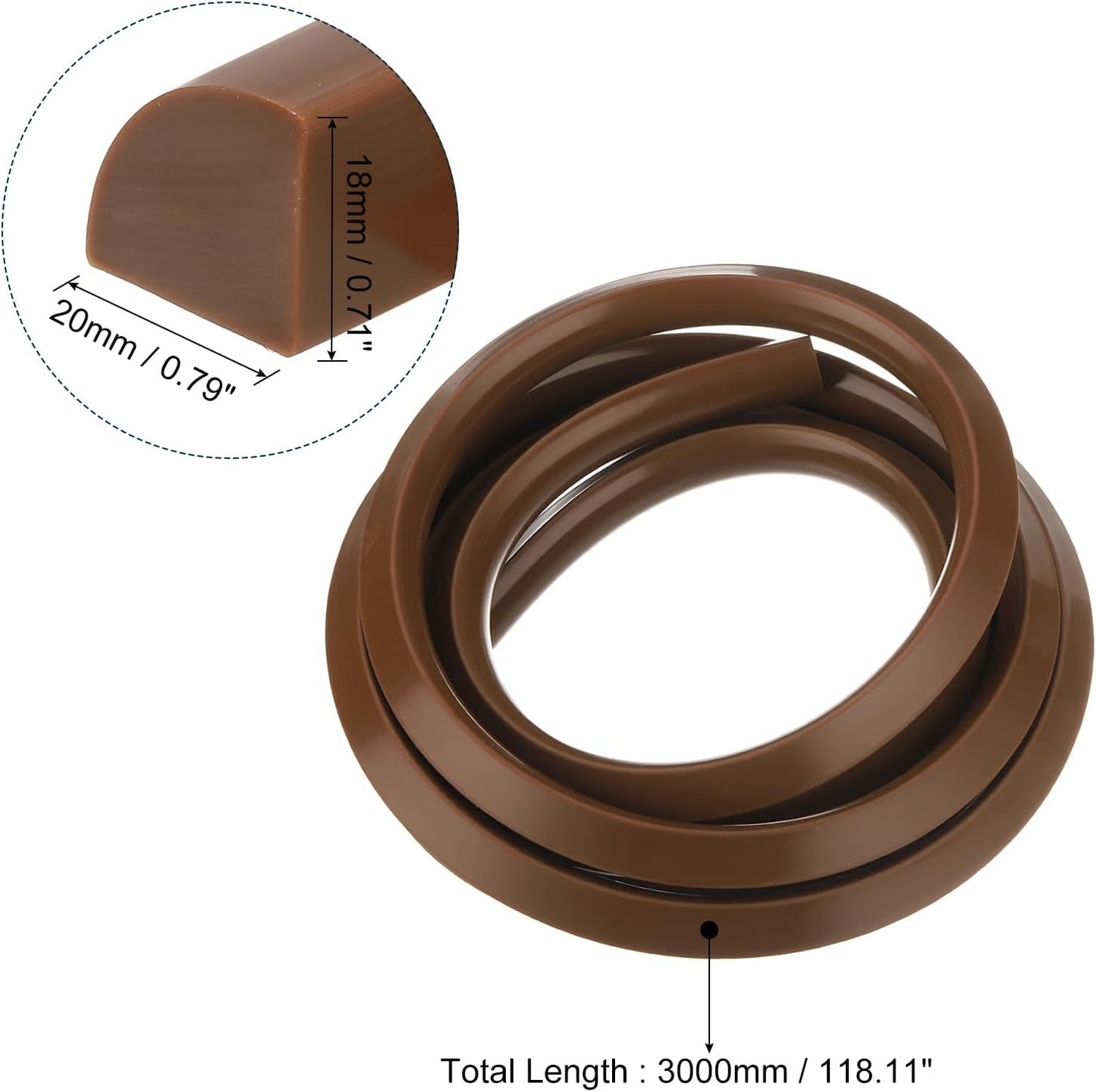 uxcell Flexible Molding Trim, 118 Inch Flexible Quarter Round Molding Silicone Peel and Stick Trim Self Adhesive Shower Water Barrier for Corner Decor Bathroom Kitchen, Brown