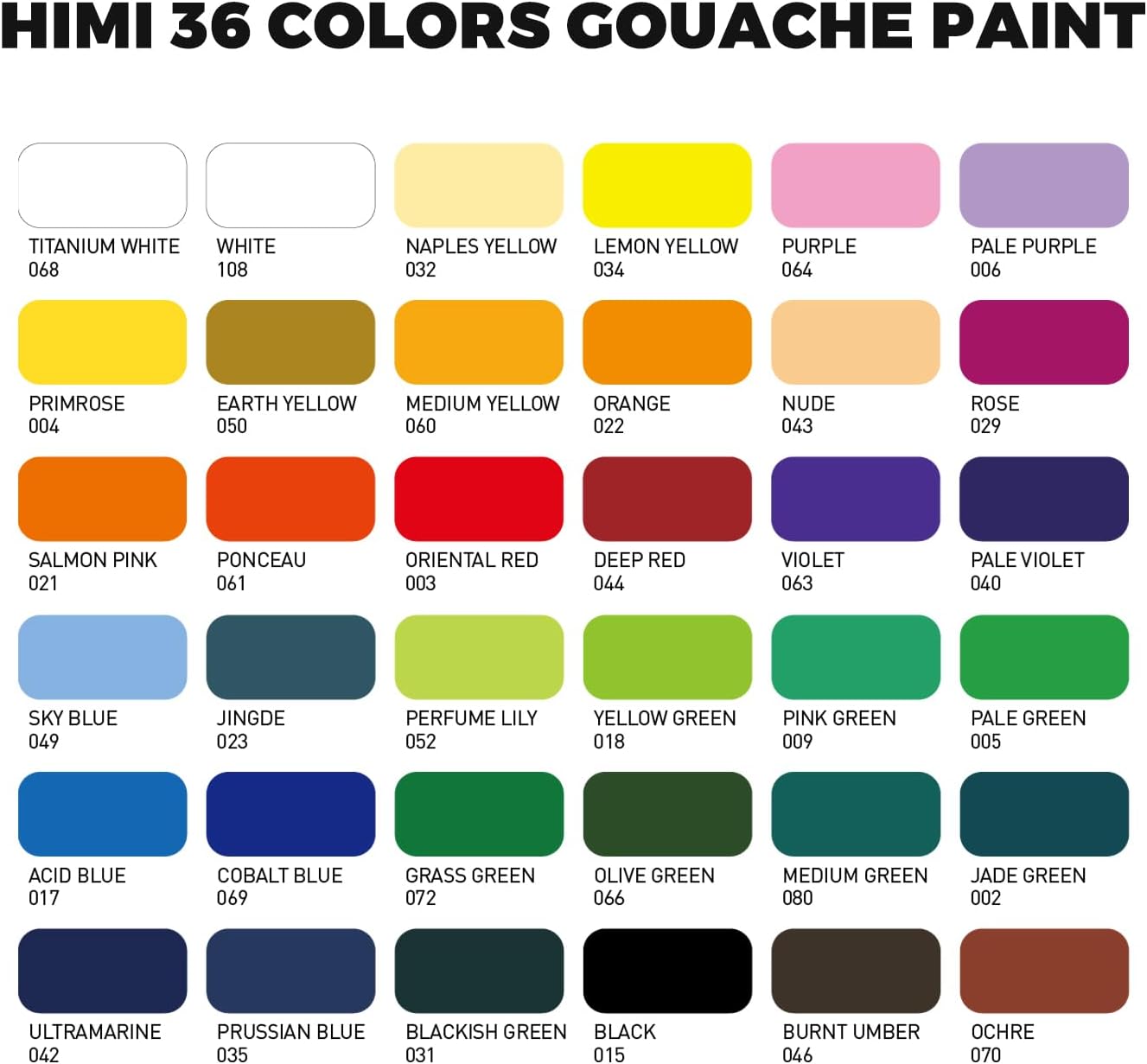 HIMI Gouache Paint Set, 36 Colors x 12ml Twin Jelly Cup Design with 3 Paint Brushes and a Palette in a Carrying Case Perfect for Artists, Students, Gouache Opaque Painting