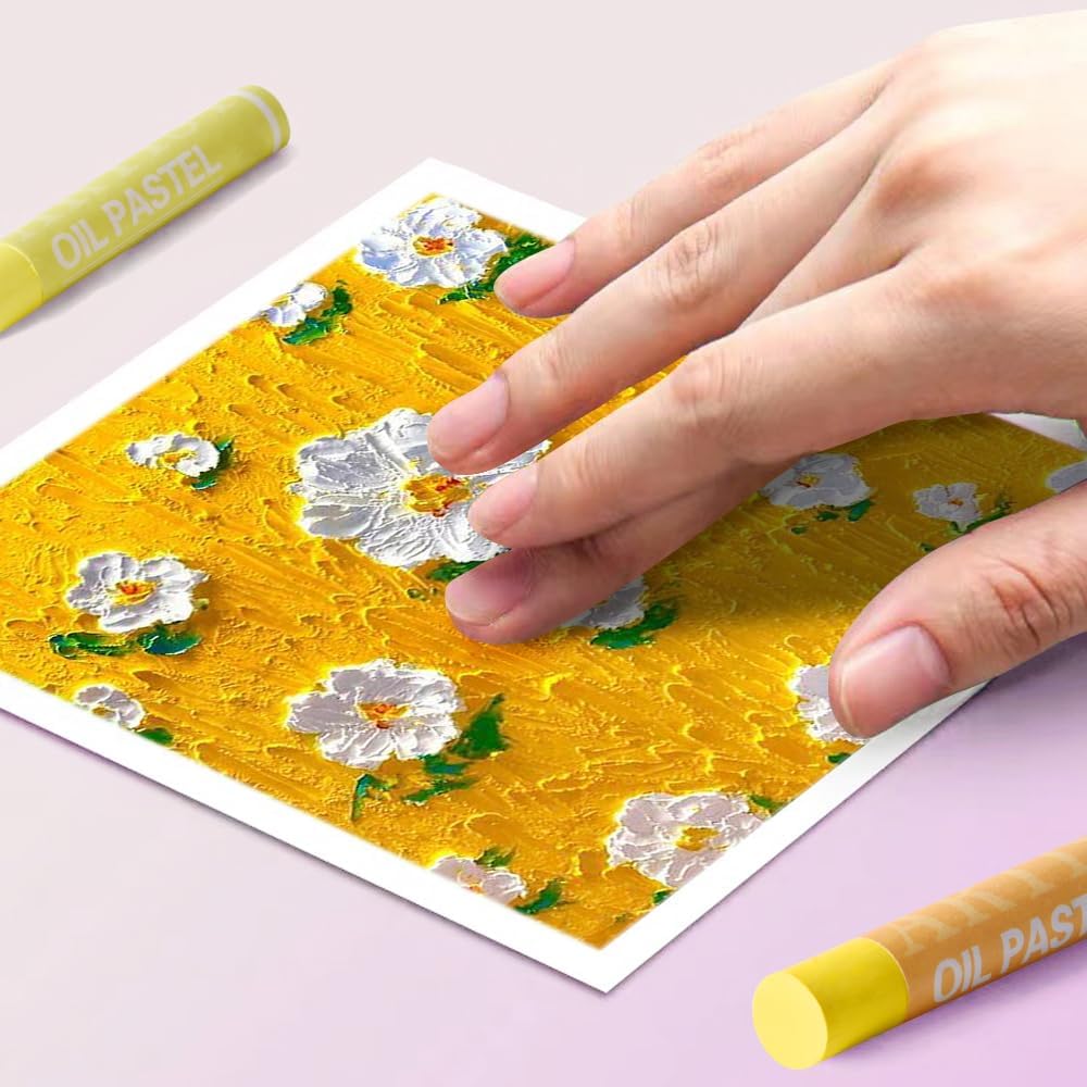 Mifuner Soft Oil Pastels Set (6 Sticks,6 Colors),Colors Heavy Oil Pastels Vibrant and Creamy,Pastel Art Supplies for Artists,Gallery Oil Painting Stick,Beginners,Adult Art Drawing Yellow