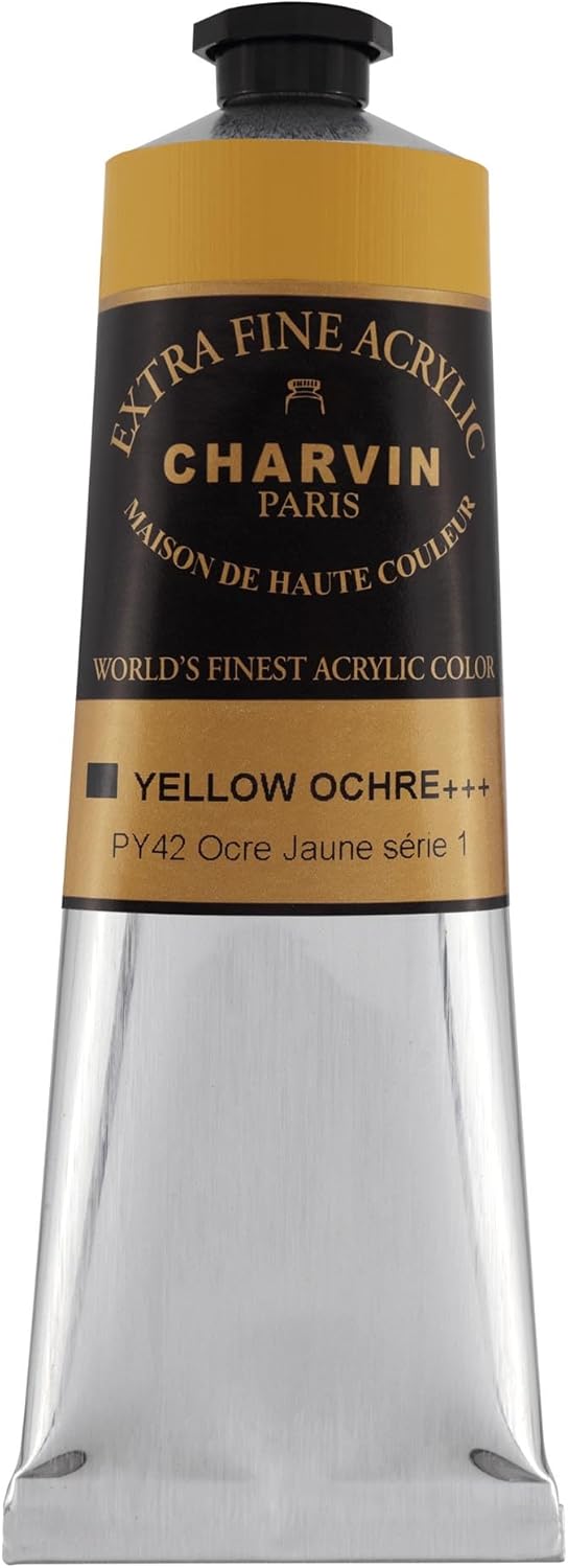 Charvin Extra Fine Professional Artist Acrylic Paint Colors, Nature Themed Hues, 150ml Yellow Ochre