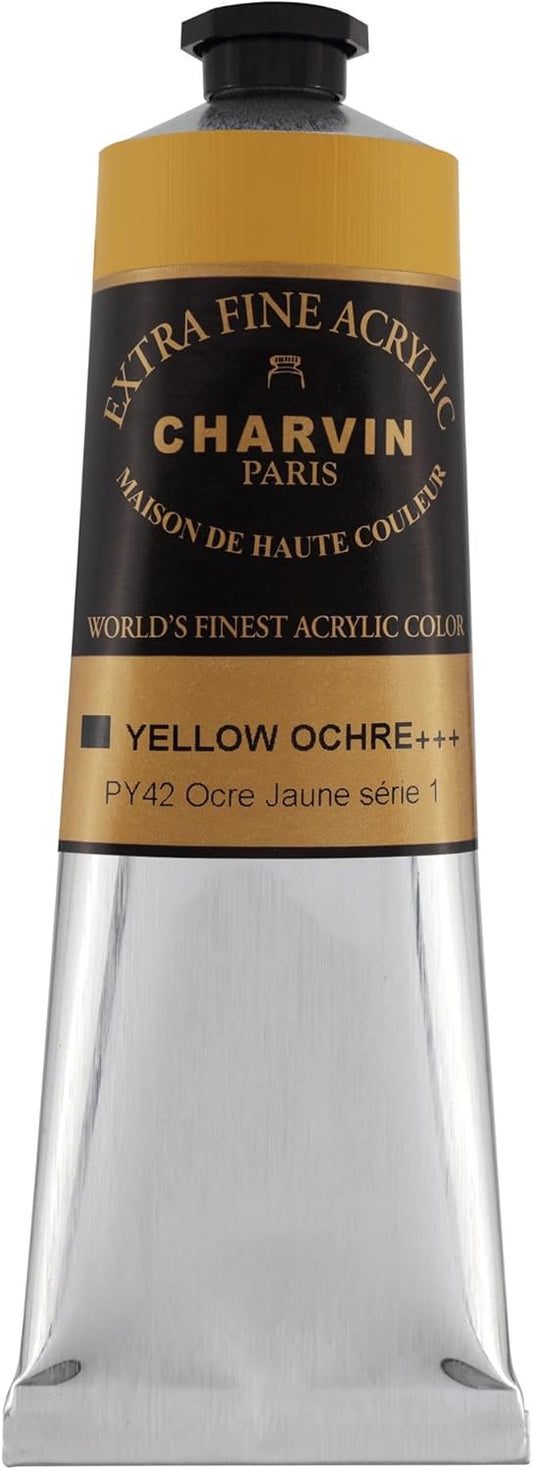 Charvin Extra Fine Professional Artist Acrylic Paint Colors, Nature Themed Hues, 150ml Yellow Ochre