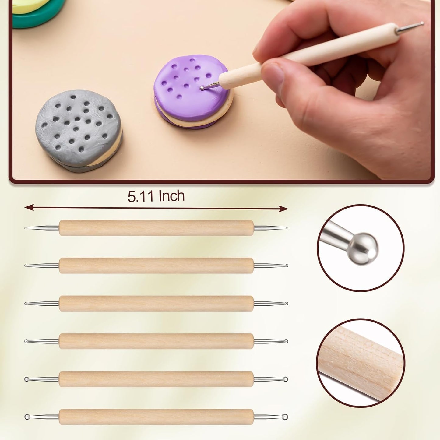 Amrules 10pcs Dotting Styluses Tools, Double Side Stainless Steel Ball Head Dot Art Kit for Clay Modeling, Rock Painting, Pottery Embossing, Nail Art, Drawing, Practical Sculpting Tool for Adults
