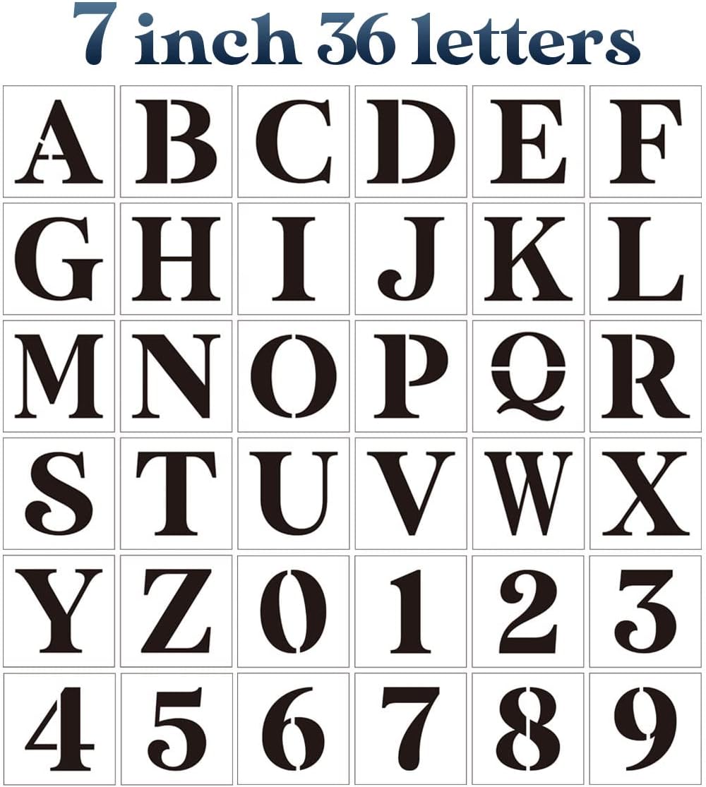 7inch Letter Stencils for Painting on Wood,Alphabet Stencils Drawing Stencil Letters Numbers Stencils for Wall Wood Signs Home Porch