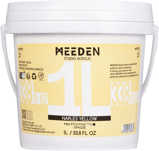 MEEDEN Naples Yellow Acrylic Paint: 1 L /33.8 oz Heavy Body Gloss Non-Toxic - Thick Art Paints for Canvas Crafts Wood Metal Plastic Wall