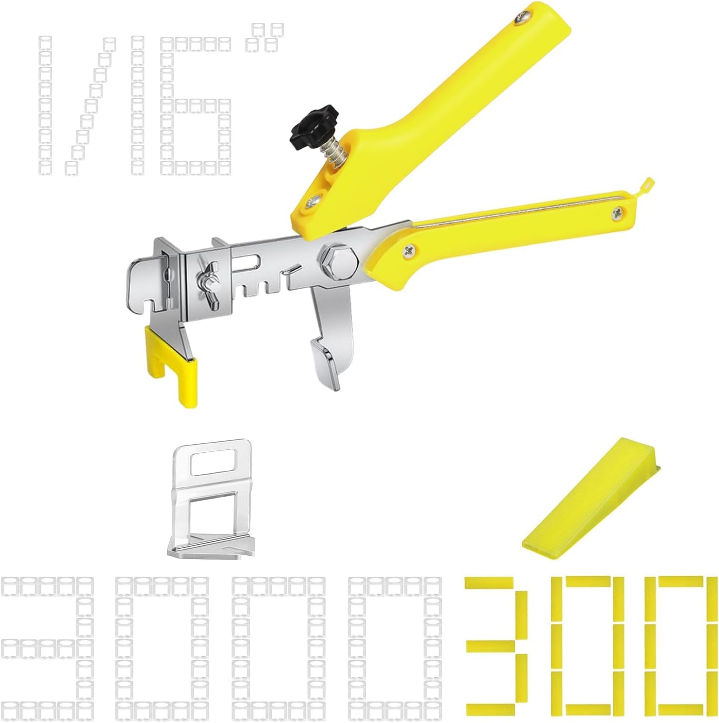 Storystore Tile Leveling System with Tile Pliers - 3000 Piece Tile Spacers Clips and 300 Piece Reusable Wedges, 1/16 Inch Tile Installation Tools Kit