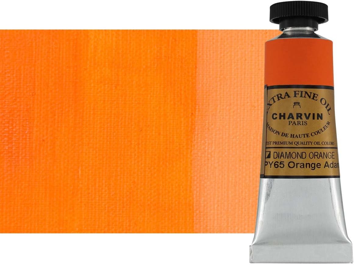 Charvin Extra Fine Oil Paint, Diamond Orange 20 mL - Triple-Milled, Rich Texture, Poppy Oil-Based, Light-Fast, Handmade, Archival Quality