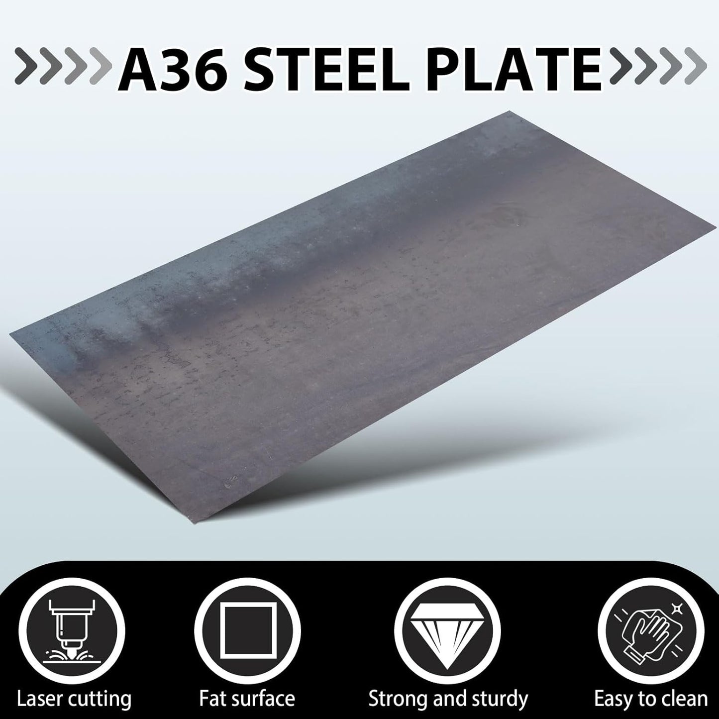 Hicarer 12 x 24 Inch A36 Carbon Steel Sheet 0.08" Thickness Length 14 Gauge Hot Rolled Steel Plate for Automotive Sheet Metal, Furniture or Industrial, Unpolished (Mill) Finish