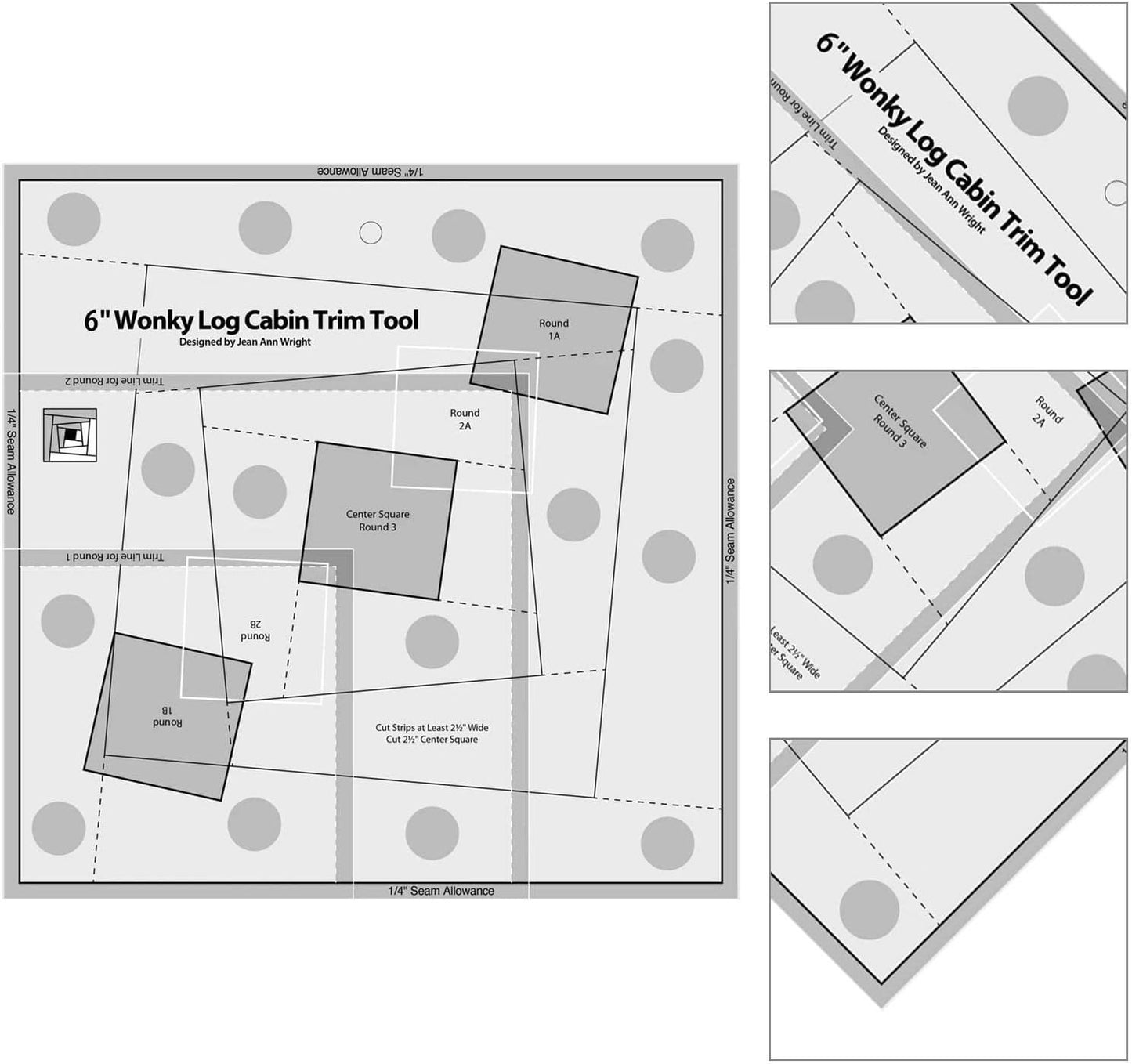 Quilting Ruler, Multi-Purpose Sewing Templates, Motion Sewing Templates, Quilt Templates Acrylic Log Cabin Trim Tool for Cutting Patterns, Sewing Accessories