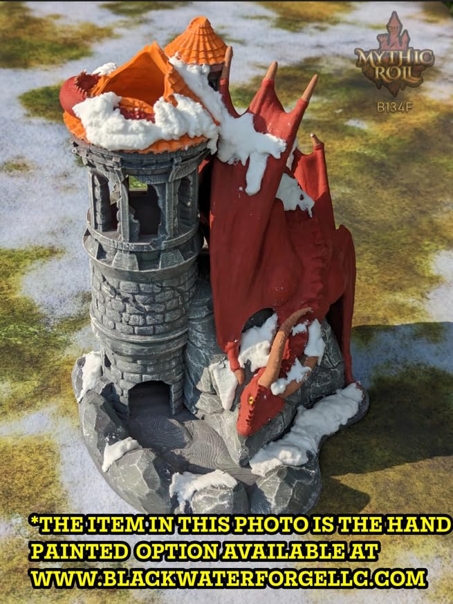 Dragon 3D Printed Dice Tower - Mythic Roll Collection - Unchained Games - Ascend to New Heights with your Rolls! (05.) Green)