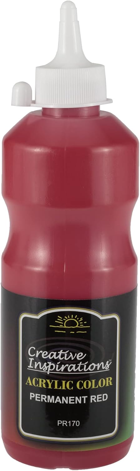 Creative Inspirations Acrylic Paint - Permanent Red - 500 mL Bottle - Smooth & Creamy Consistency, Vibrant Pigmentation, Great Coverage for Artists - Clean Up with Soap & Water