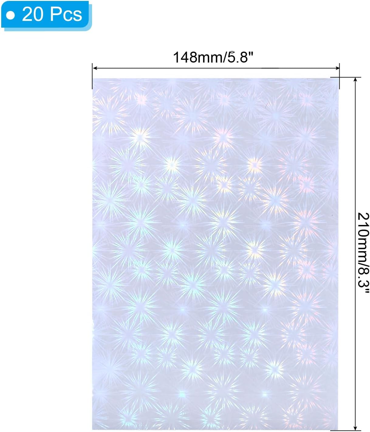 PATIKIL 8.3x5.8" Holographic Sticker Paper, 20Sheets A5 Polypropylene Self-Adhesive Transparent Waterproof Laminate Overlay Film for Photo Cards Scrapbook Decorations, Blossom