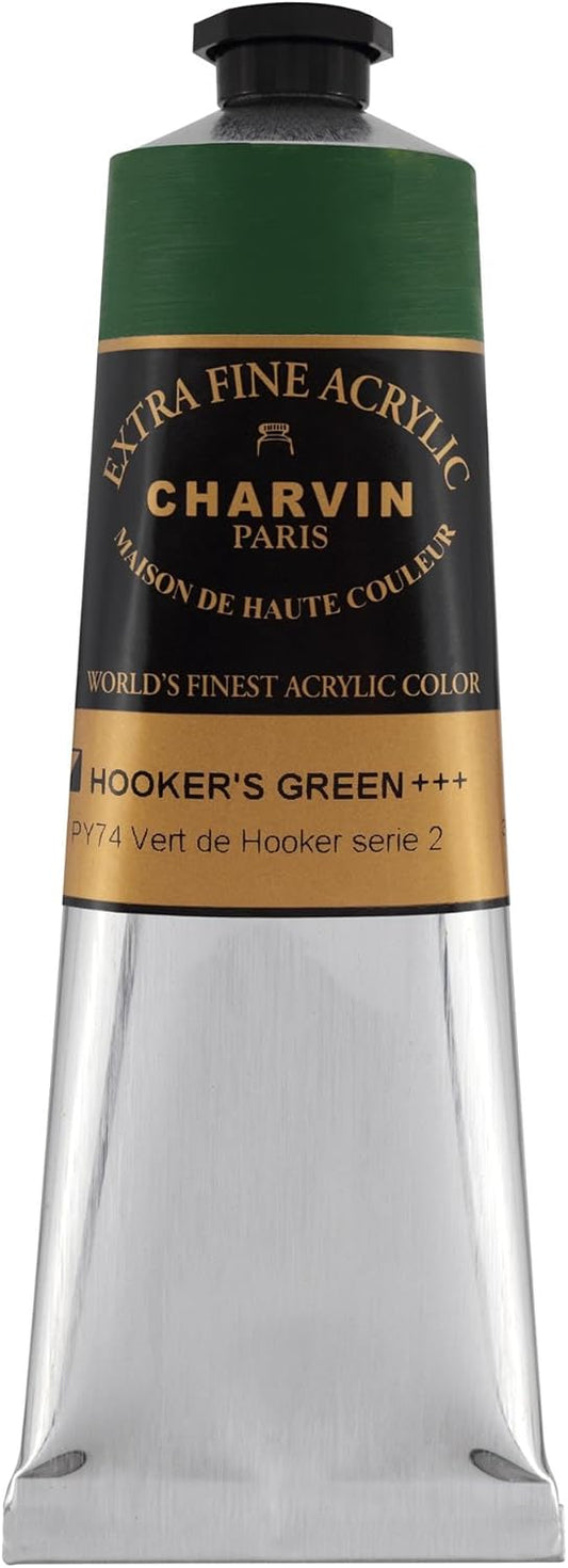 Charvin Extra Fine Professional Acrylic Paint - Hooker's Green, 150ml Tube, Triple-Milled, Lightfast Pigments, Open Stock Artist Acrylic Paints in Nature-Inspired Hues