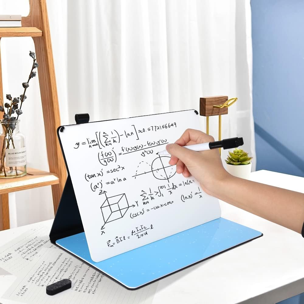 AGM Double Sided Mini Whiteboard, A4 Portable Dry Erase Board with Pen, Desk Whiteboard for Study, Meeting, Draft, Notes, Doodling