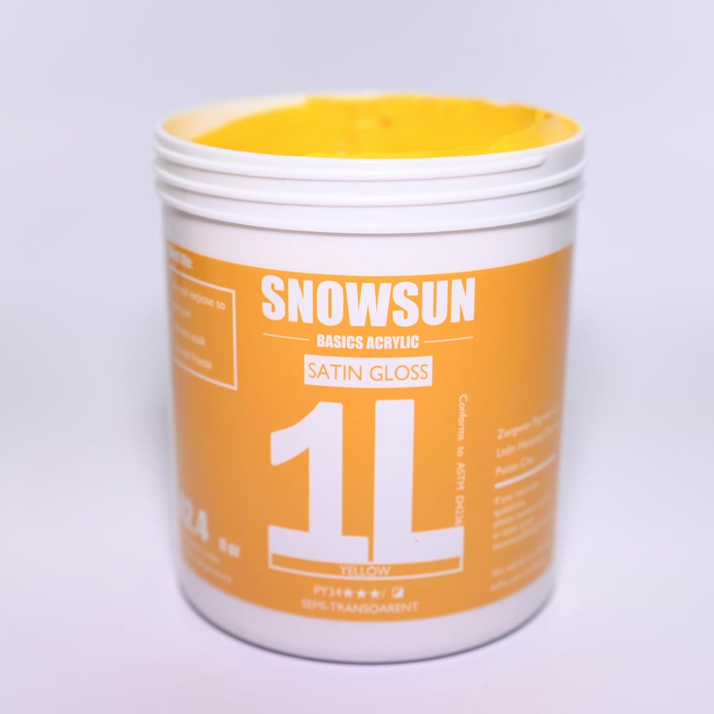 SNOWSUN Yellow Acrylic Paints, Large Bulk Heavy Body Acrylic Paint (42.4 oz, 1L) - Non Toxic Gloss Thick Art Paint for Multi-Surface, Ideal for Canvas Wood Ceramic Fabric and Leather, Stone Craft, for Artists & Beginners