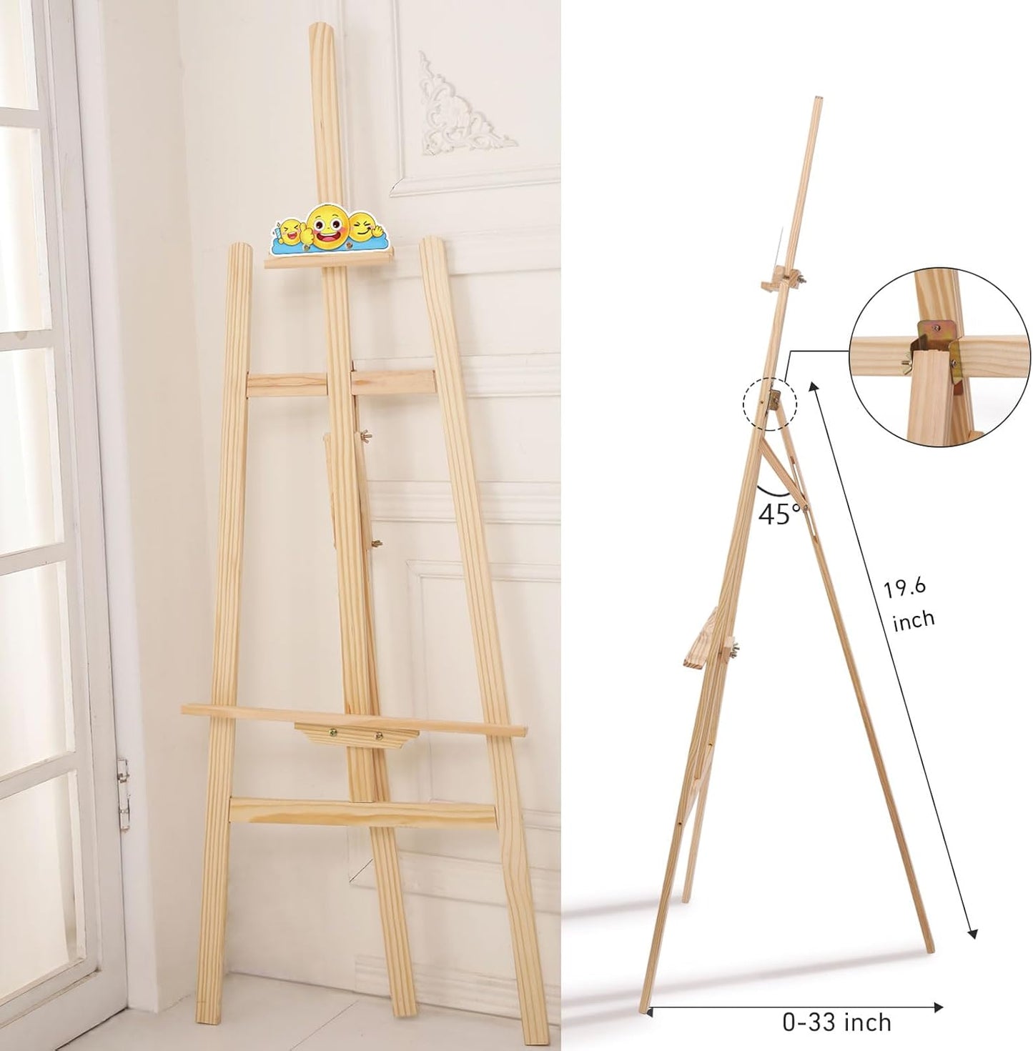 Wooden Easel Stand for Sign and Painting - Adjustable Artist Easel for Adults - Home & Wedding Display, Art Easel with Canvas Holder for Studio, Classroom