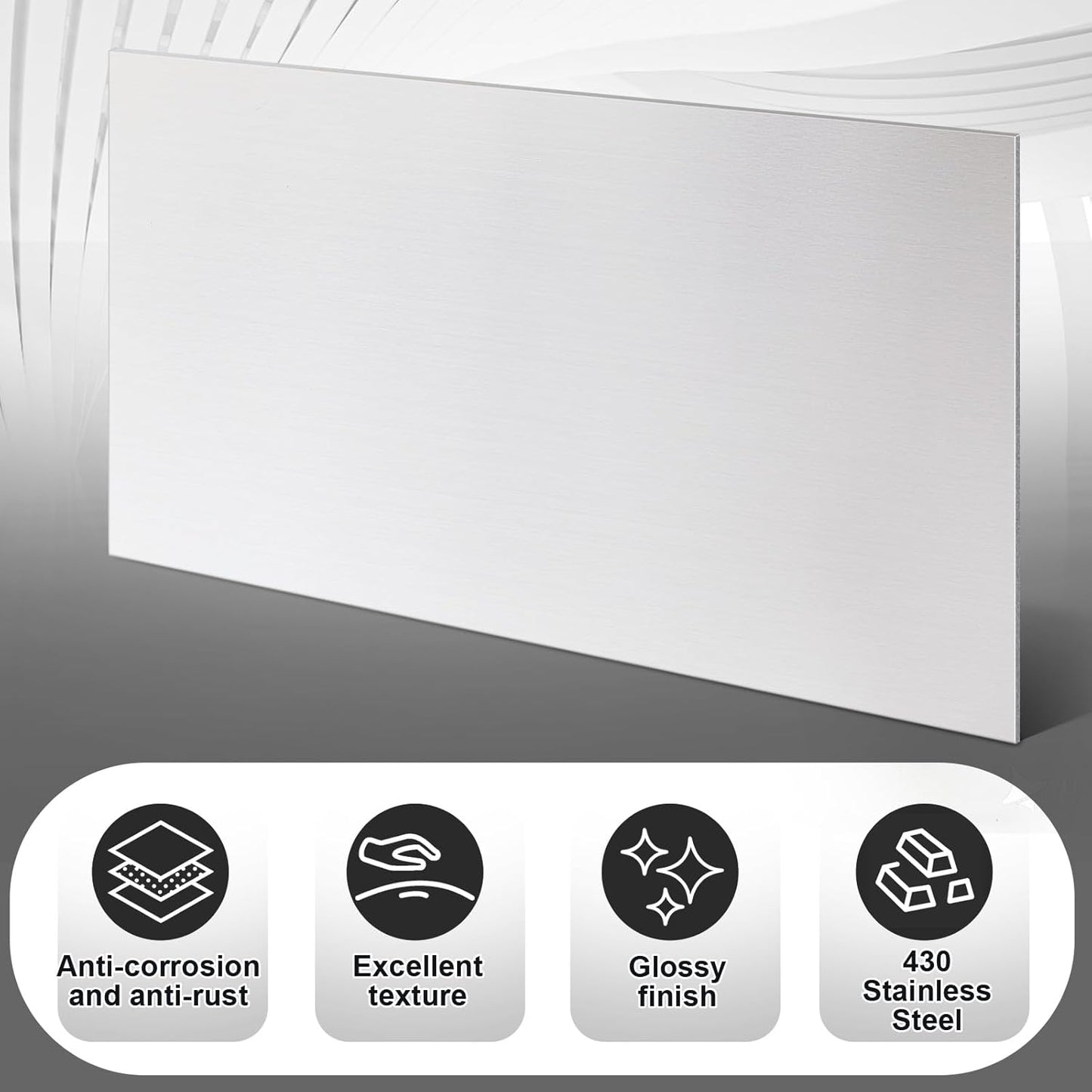 2 Pcs 430 Stainless Steel Sheet Metal 12 x 6 Inches 24GA Metal Plates Panel #4 Brushed Finish Magnetic Mount Board Wall Food Truck Restaurant Crafting Kitchen Floor Trailer Garage Gym