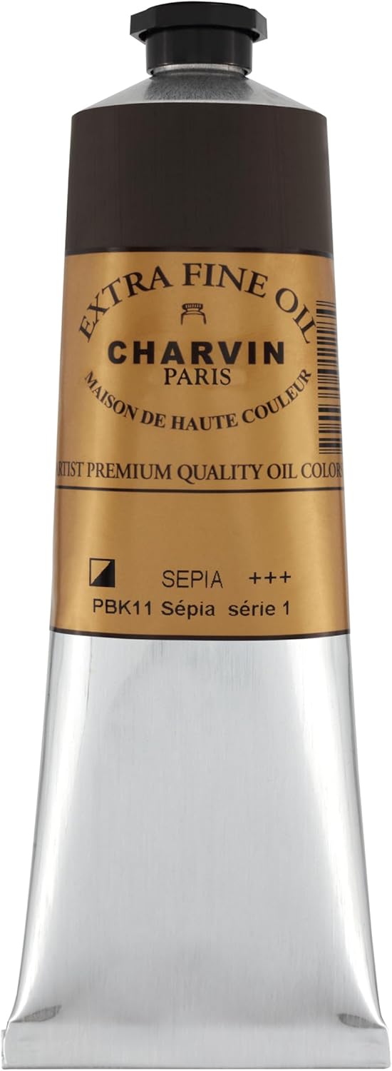 Charvin Extra Fine Oil Paint, Sepia 150 ml - Triple-Milled, Rich Texture, Poppy Oil-Based, Light-Fast, Handmade, Archival Quality