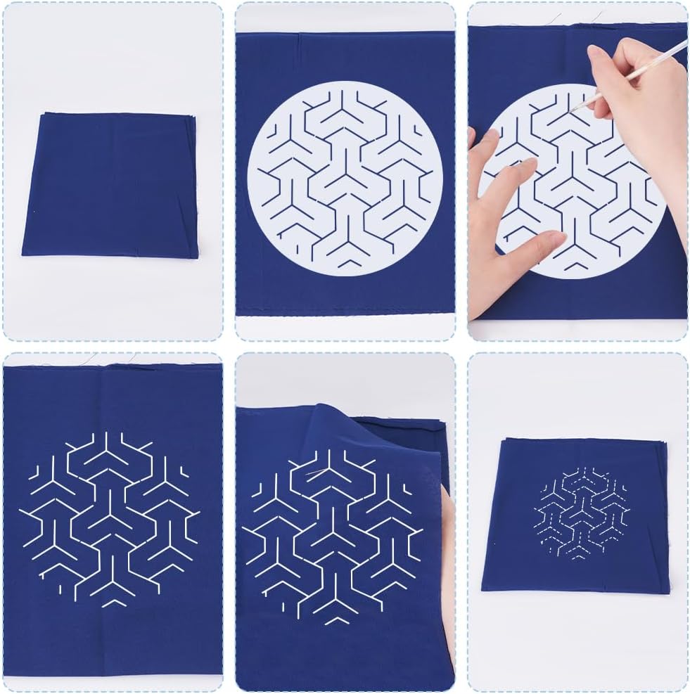 FREEBLOSS 12Pcs Sashiko Stencils Sashiko PET Template Drawing Line Template for Hand Quilting Sashiko Patterns Templates Flexible Embroidery Stencils for Hand Sewing Lovers 5.9 * 5.9''