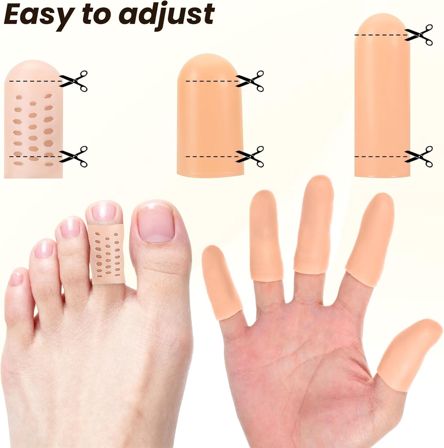 25 Pcs Gel Finger Cots 3 Style Silicone Finger Protectors Rubber Fingertips Protection Caps Cots Fingertip Bandages Band for Relief Cracked Fingers and Other Fingers Pain (Nude)