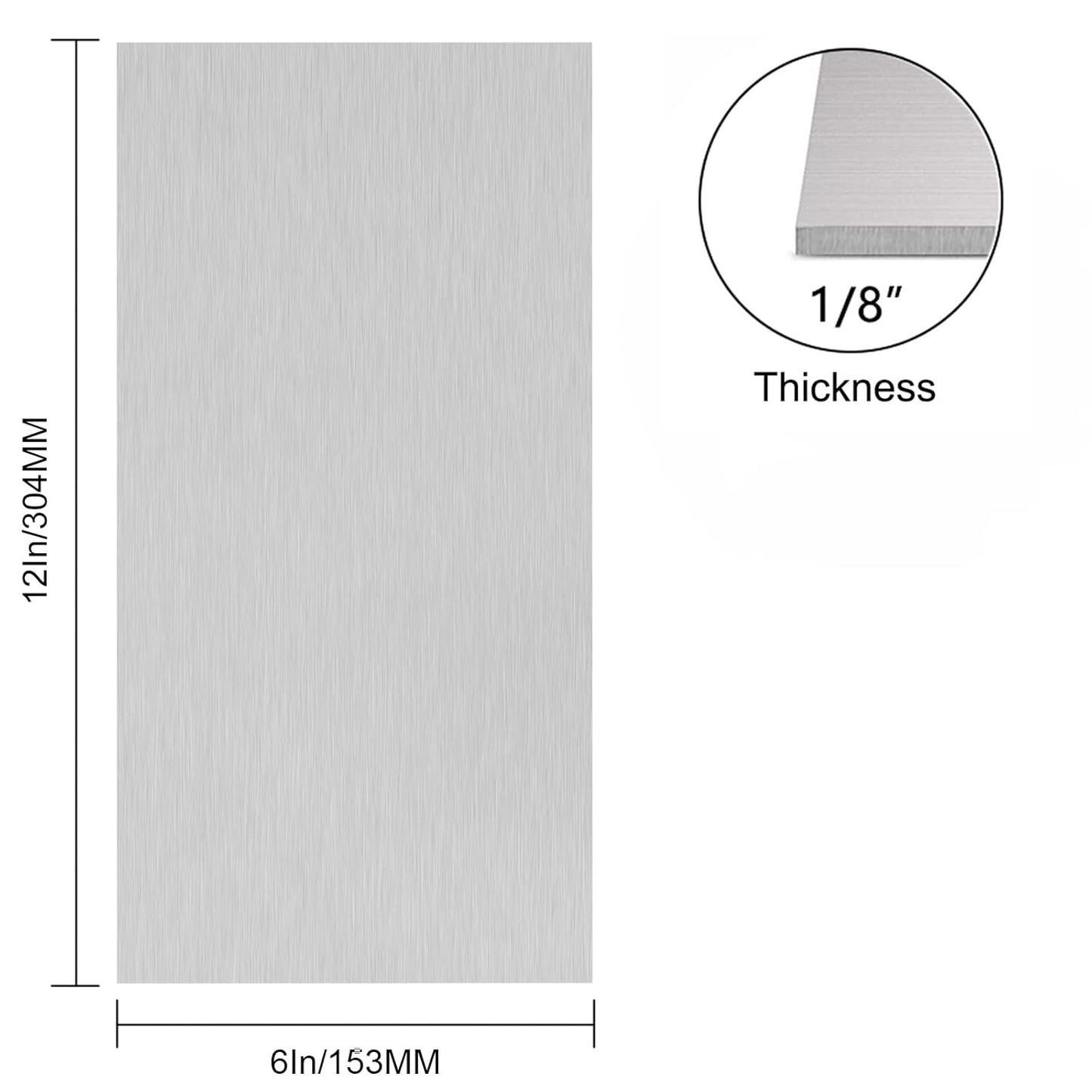 6061 T651 Aluminum Sheet Metal 6 x 12 x 1/8 (0.125”) Inch Plain Thin Aluminum Plate Covered with Protective Film, Heat Treatable Rectangle 3MM Aluminum Metal Plate for Industrial, Crafting