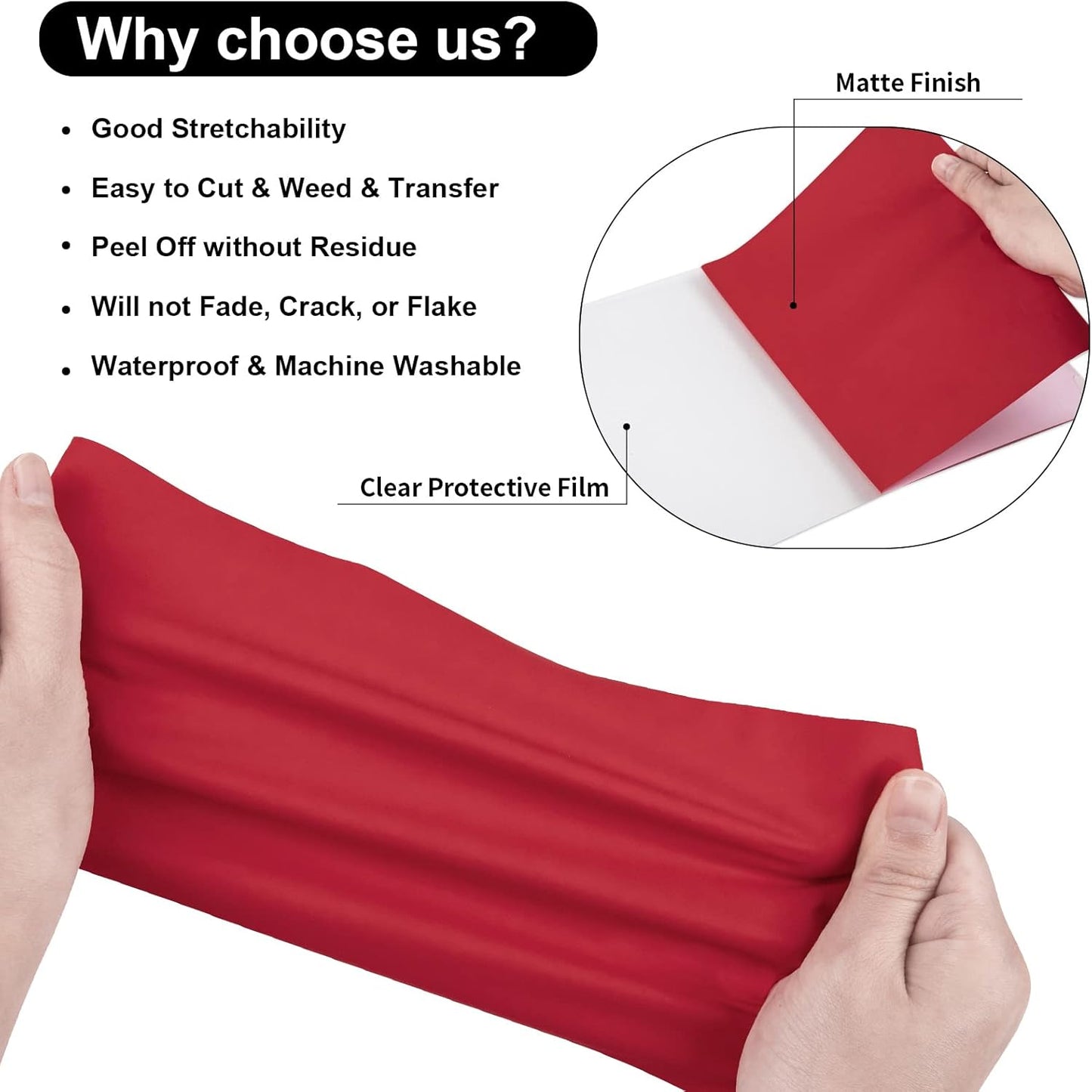 VINYL FROG Heat Transfer Vinyl Roll HTV Vinyl - 12" x12ft Red Iron on Vinyl for T-Shirts, Heat Press Vinyl for DIY Craft Designs (Red)