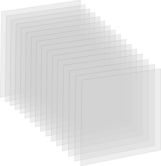 16 Pack 6 Mil Clear Mylar Stencil Sheets, 12" x 12" Blank Reusable Plastic Template Sheets for Cricut, Laser Cutting, Gyro-Cut Tool Template Material