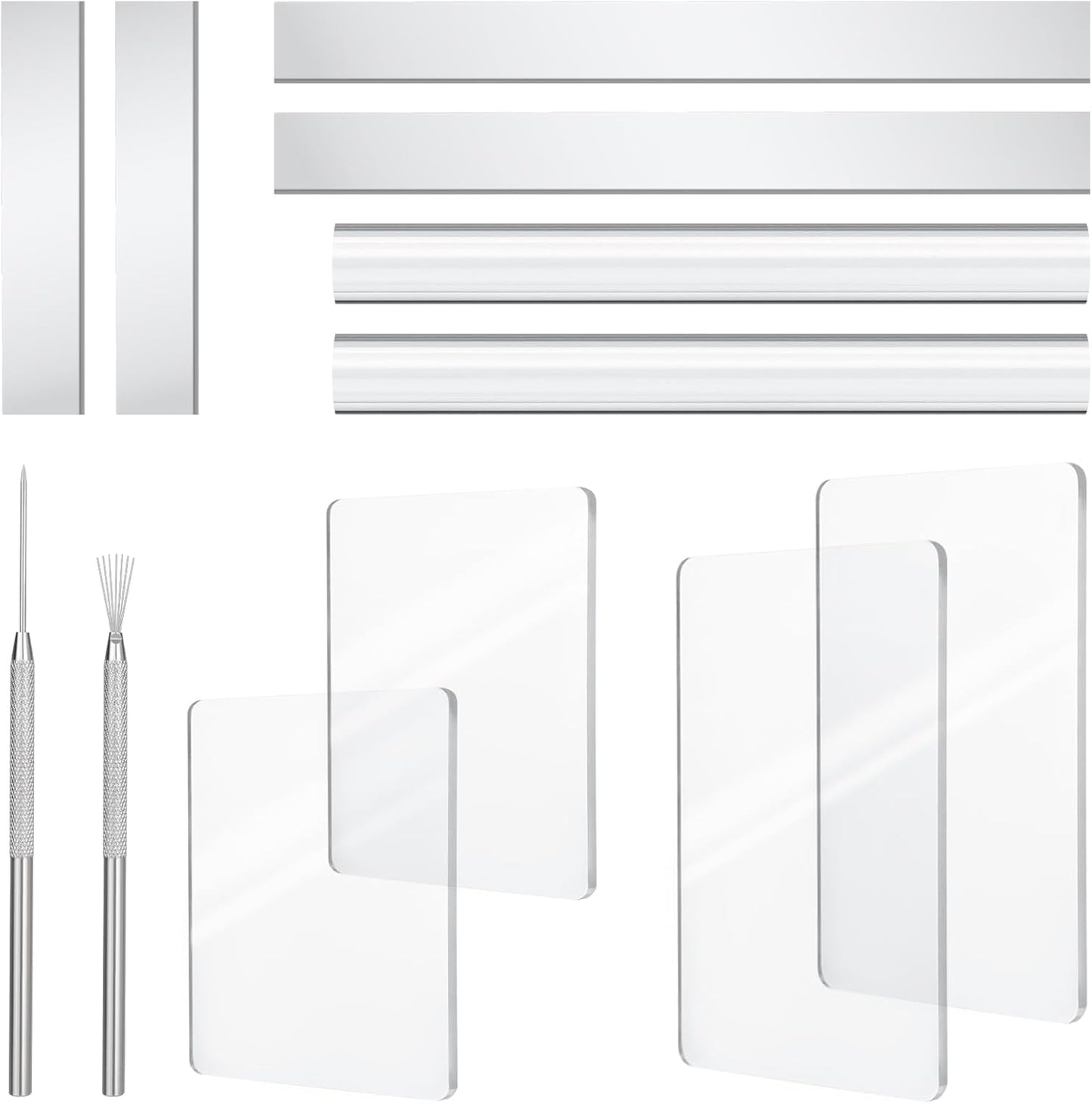 Amrules Clay Tools Kit, 12 PCS Polymer Clay Cutter Tools, Rectangle Shape Acrylic Press Board and Roller Pin Supplies Suitable for Shaping, Carving, Pottery Craft and DIY Projects