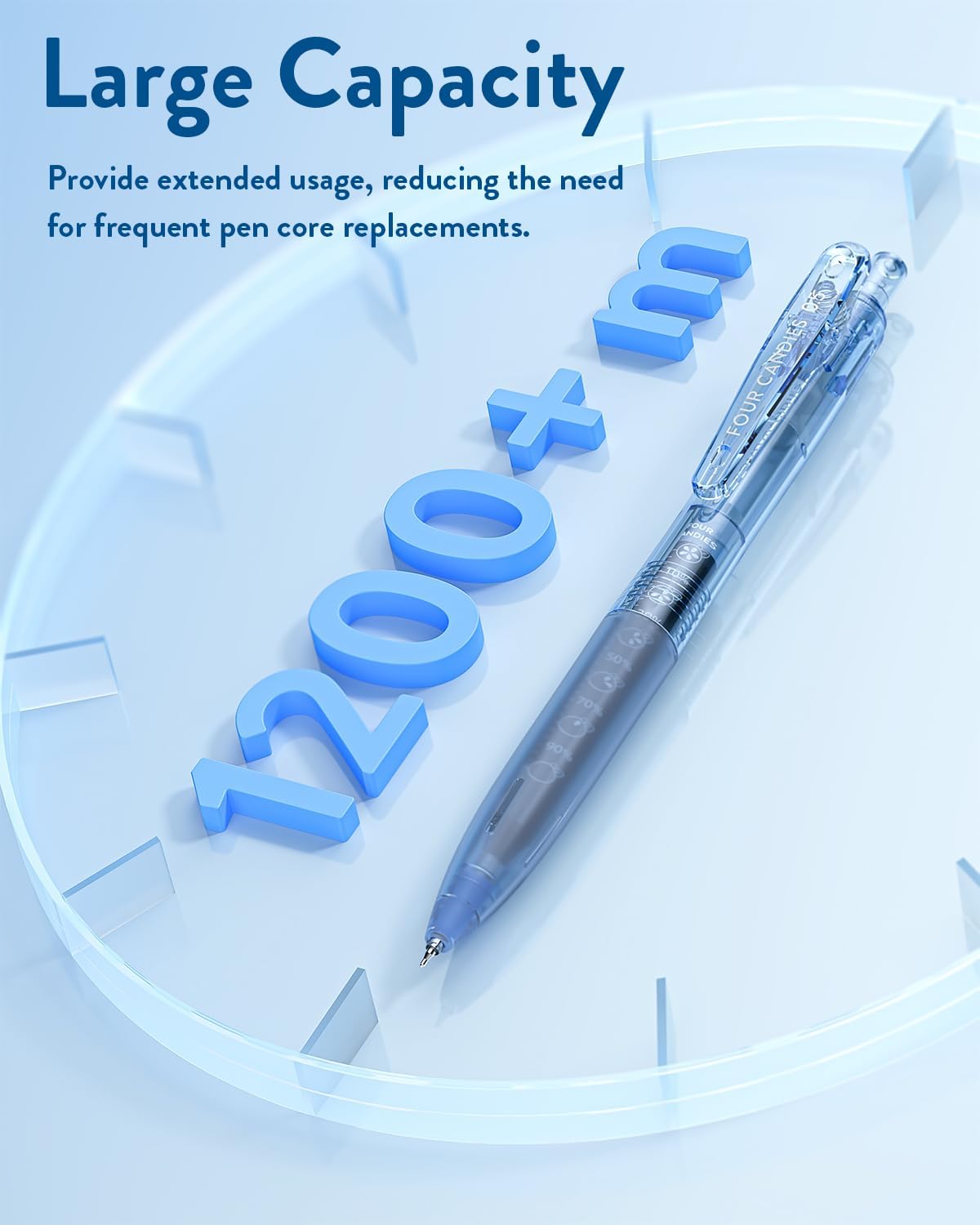 Four Candies 12Pack 0.5mm Black Ink Quick Dry Retractable Gel Pen Set, Cute Transparent Pastel Fine Point Note Taking Aesthetic lnk Pens, Comfort Grip Drawing Writing School Office Home (Black)