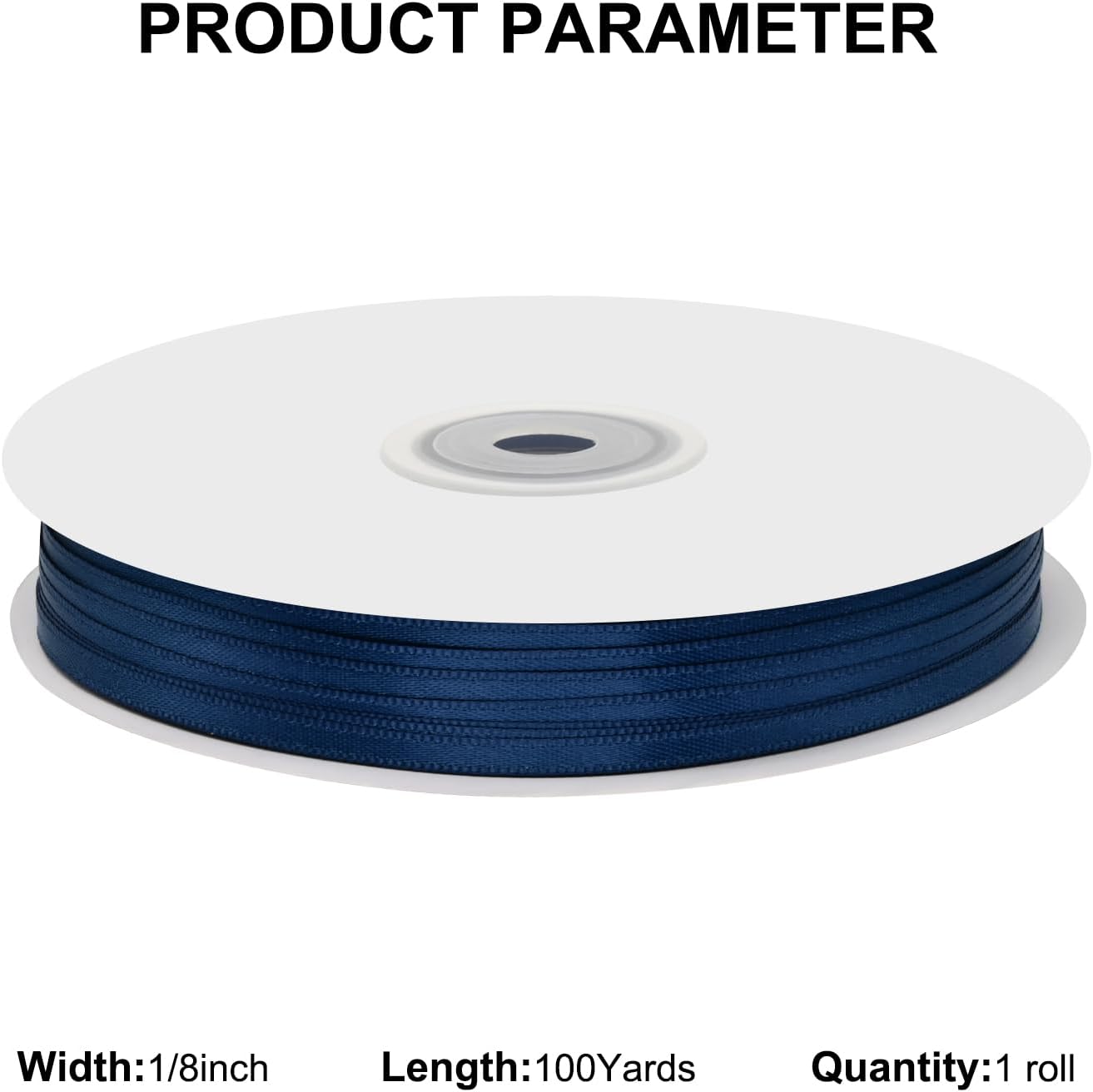 1/8 Inch X 100 Yards Navy Blue Satin Thin Ribbon Solid Color Double Faced Ribbons Perfect for Crafts Wedding Decor Bow Making Arts Sewing and More