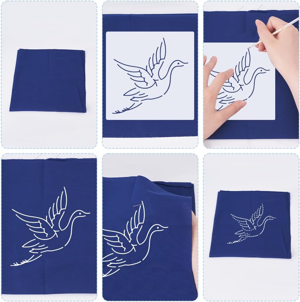 FREEBLOSS Sashiko Stencil Christmas Tree Embroidery Patterns Stencils for Drawing Sashiko Template for Hand Quilting and Embroidery Sashiko Stencils Acrylic 14x14cm