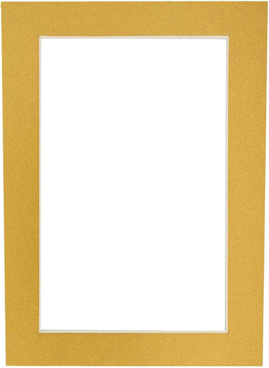 8x10 Mat Bevel Cut for 5x8 Photos - Acid Free Metallic Gold Precut Matboard - For Pictures, Photos, Framing - 4-ply Thickness