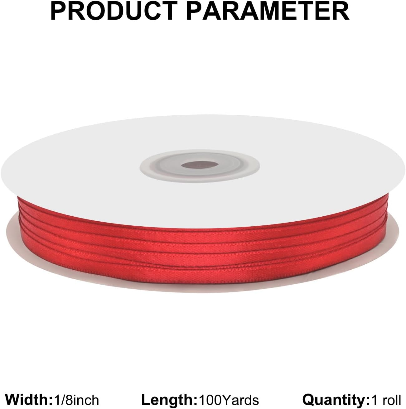 1/8" X 100 Yards Red Satin Thin Ribbon Solid Color Double Faced Ribbons Perfect for Crafts Wedding Decor Bow Making Arts Sewing and More