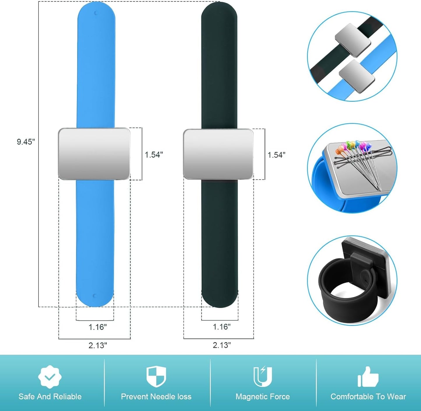 ICNOW Sewing Kit - 216 Pcs, 2 Magnetic Wrist Pincushions, 200 Straight Pins, 10 Clips, 2 Seam Rippers, 1 Scissor