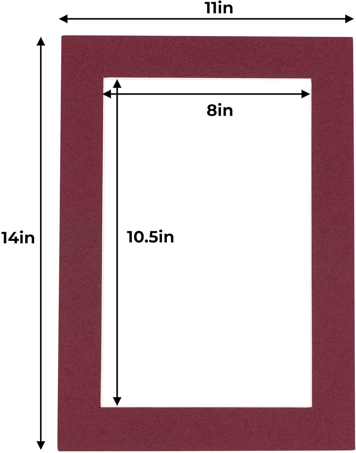 11x14 Mat for 8.5x11 Photo - Precut Maroon Picture Matboard for Frames 11 x 14 Inches - Bevel Cut Matte to Display Art 8.5 x 11 Inches - Acid Free Pack of 25 MATS with Backing Boards & Clear Bags
