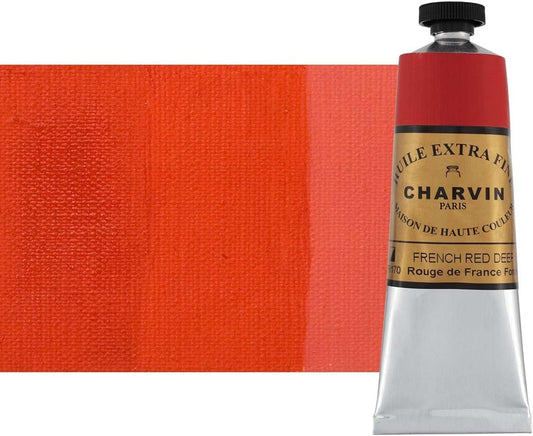 Charvin Extra Fine Oil Paint, French Red Deep 60 ml - Triple-Milled, Rich Texture, Poppy Oil-Based, Light-Fast, Handmade, Archival Quality