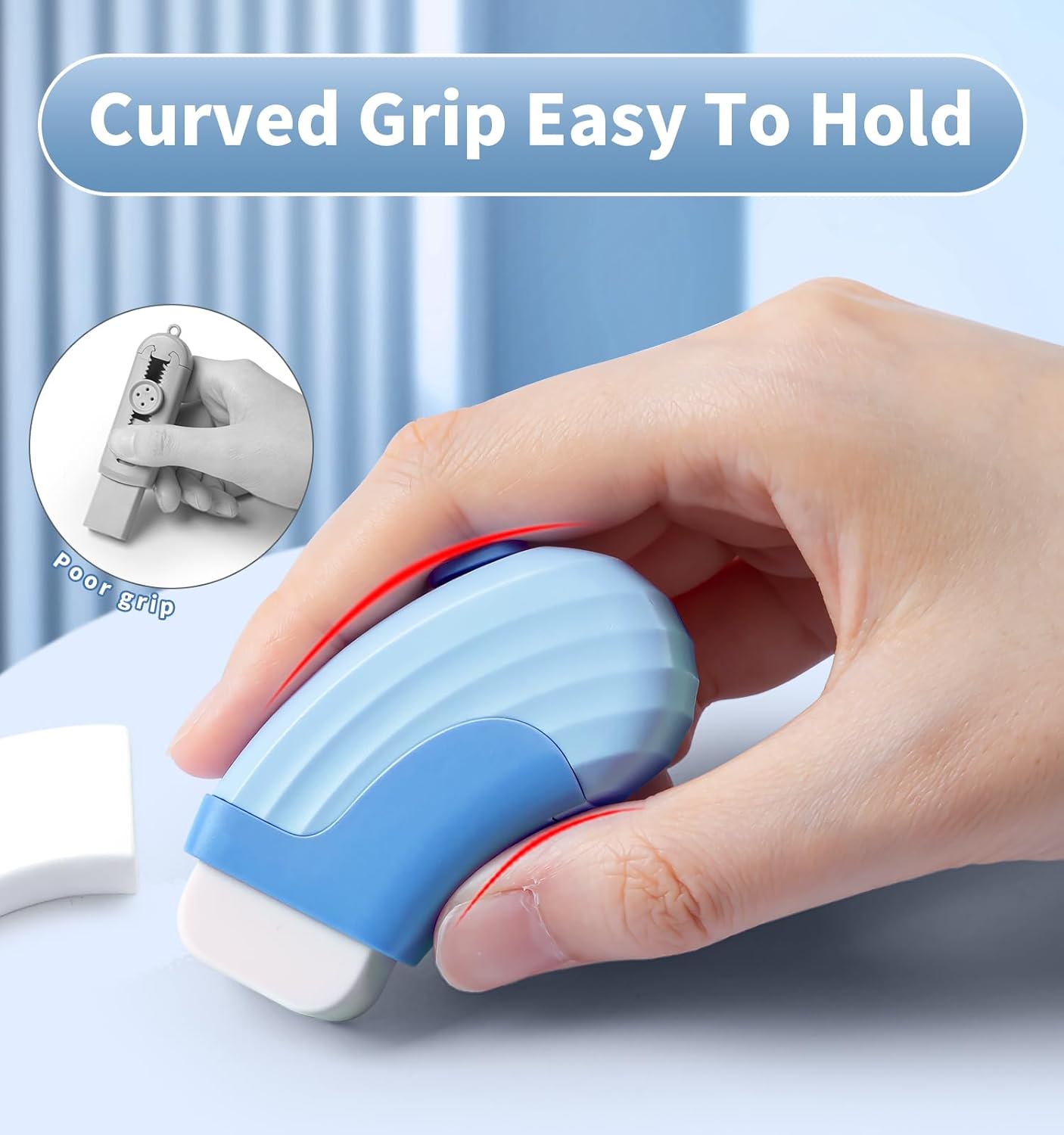 4+1 Pack Rubber Erasers Sliding Retractable Eraser, Large White Erasers for School Office Art Drawing Pencil Eraser for Kids- Blue