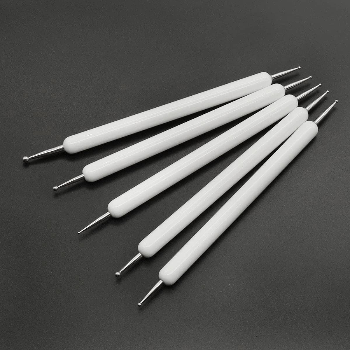 4 Set Embossing Stylus Double End Tracing Dotting Tool, 20 Pcs Ball Embossing Stylus Double End Tracing Dotting Tool for Pottery Clay Craft, Embossing Art (White)