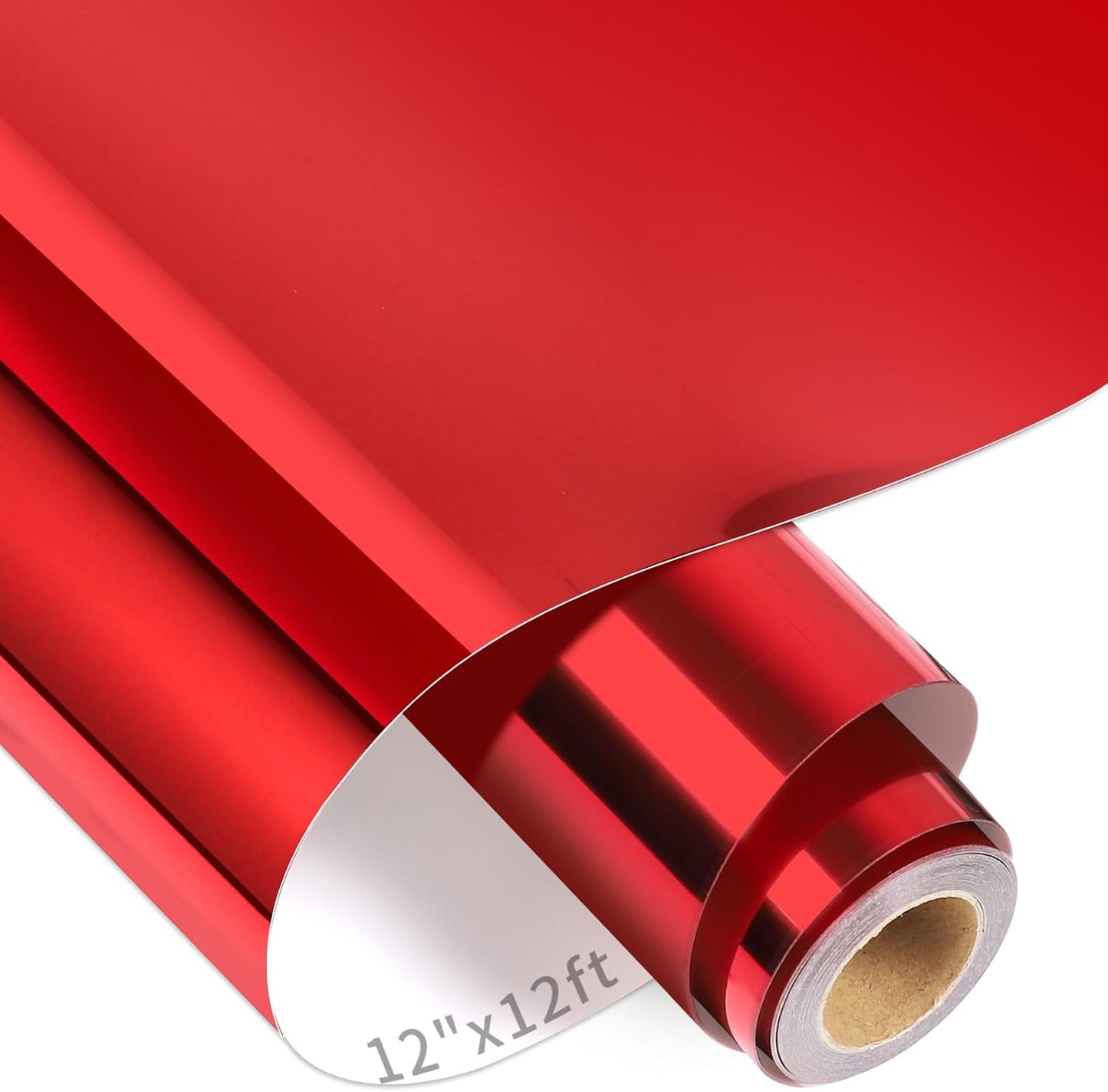 VINYL FROG Metallic Foil HTV Vinyl Roll 12" x12ft Red Chrome Heat Transfer Vinyl Iron on Vinyl Easy to Cut & Weed DIY Heat Press Design for T-Shirts