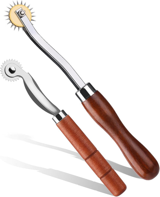 Nitlak 2 PCS Tracing Wheel,Tracing Wheel Sewing Tool,Wooden Handle Stainless Steel Pounce Wheel,Tracing Wheel for Sewing Patterns, Tracing Wheel Tool for Leathercraft, Professional Marking Spacer